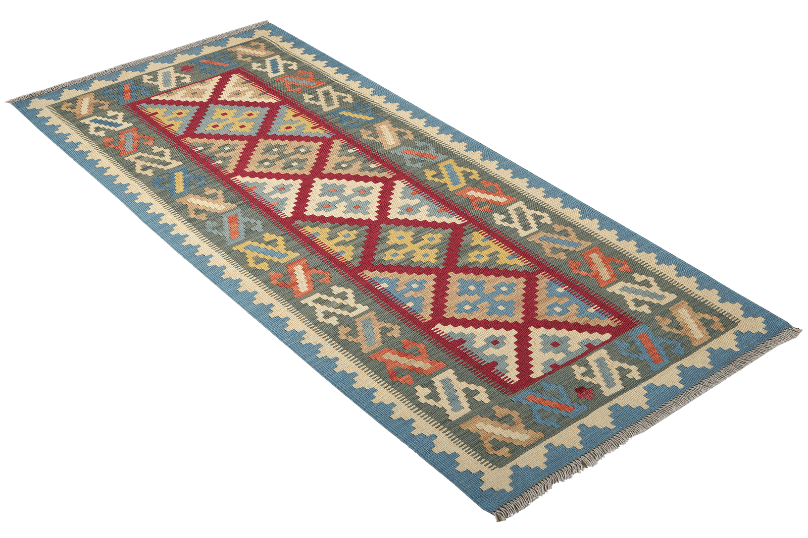 Kelim Gashgai — Handmade, 80x194 cm, Red, 100% Virgin Wool | View 4