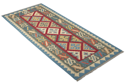 Kelim Gashgai — Handmade, 80x194 cm, Red, 100% Virgin Wool | View 4