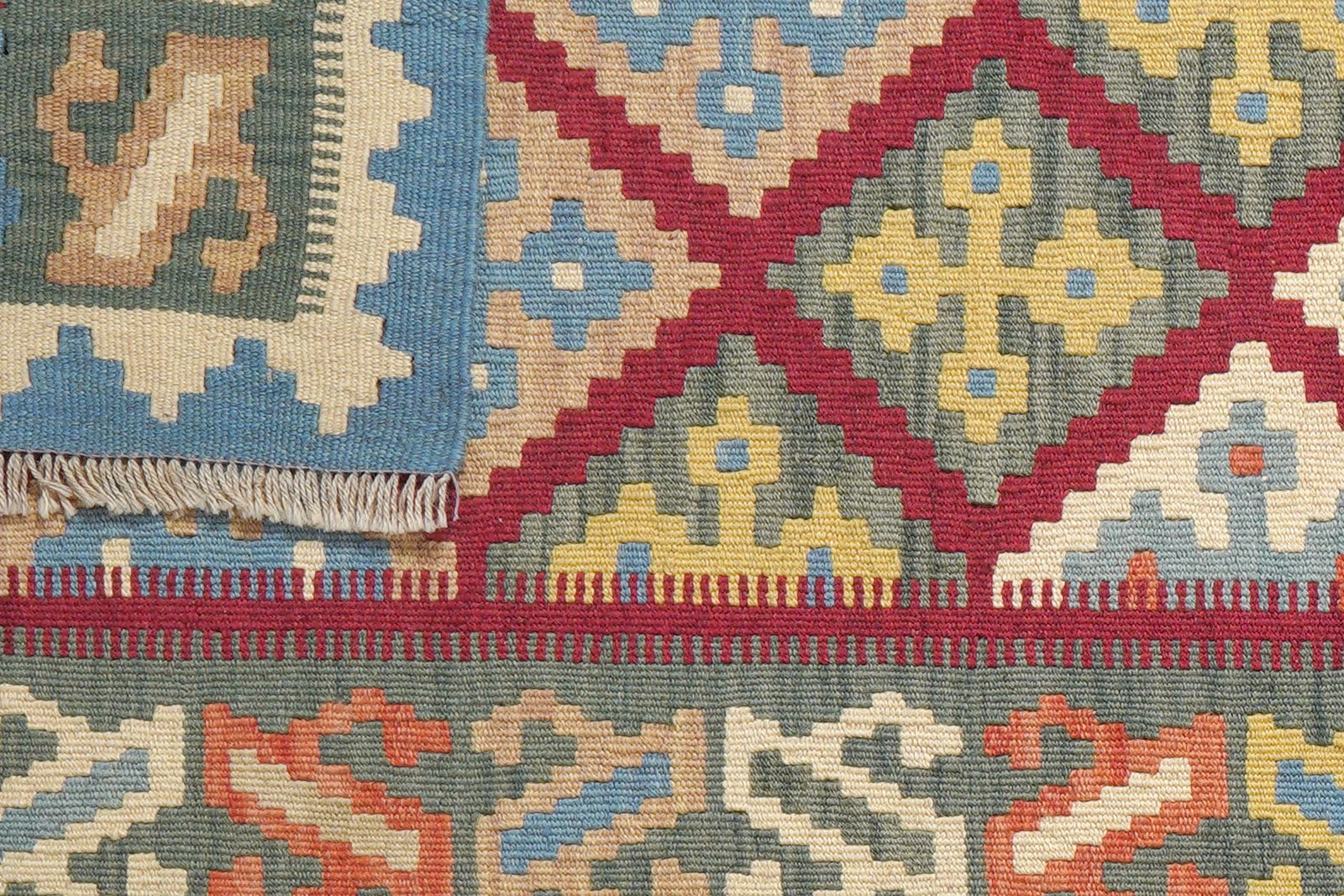 Kelim Gashgai — Handmade, 80x194 cm, Red, 100% Virgin Wool | View 6