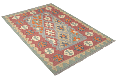 Kelim Gashgai — Handmade, 127x184 cm, Blue, 100% Virgin Wool | View 4