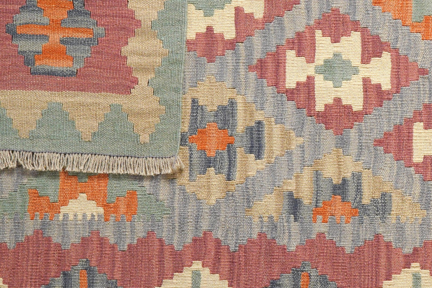 Kelim Gashgai — Handmade, 127x184 cm, Blue, 100% Virgin Wool | View 6