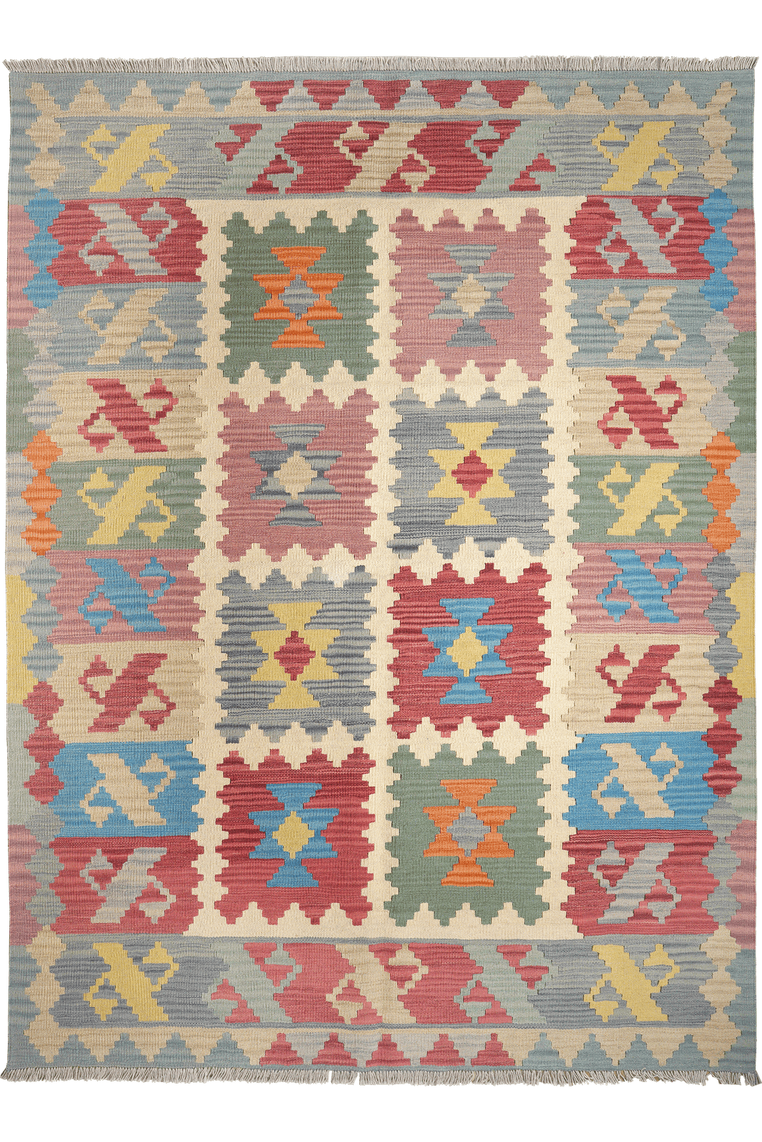 Kelim Gashgai — Handmade, 170x238 cm, Beige, 100% Virgin Wool | Main view