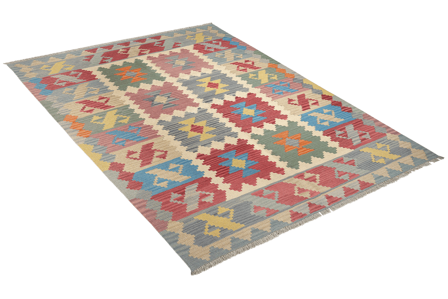 Kelim Gashgai — Handmade, 170x238 cm, Beige, 100% Virgin Wool | View 4