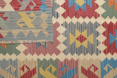 Kelim Gashgai — Handmade, 170x238 cm, Beige, 100% Virgin Wool | View 6