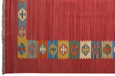 Kelim Gashgai — Handmade, 160x201 cm, Red, 100% Virgin Wool | View 3