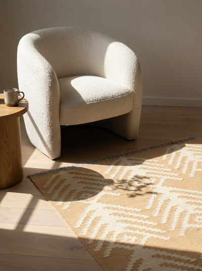 Kelim Gashgai · Handgewebt – Beige, 149x102 cm, 100% Schurwolle | Detailansicht