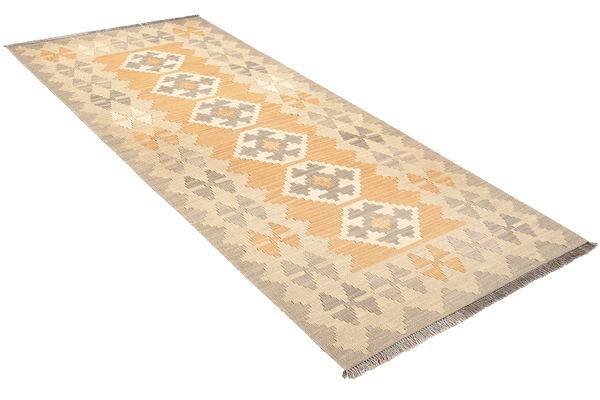 Kelim Gashgai — Handmade, 84x193 cm, Yellow, 100% Virgin Wool | View 4
