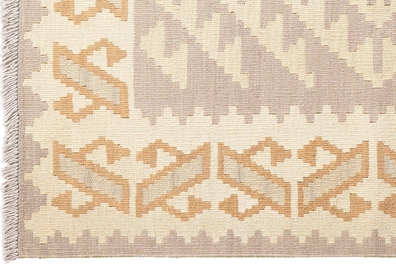 Kelim Gashgai — Handmade, 103x141 cm, Grey, 100% Virgin Wool | View 3