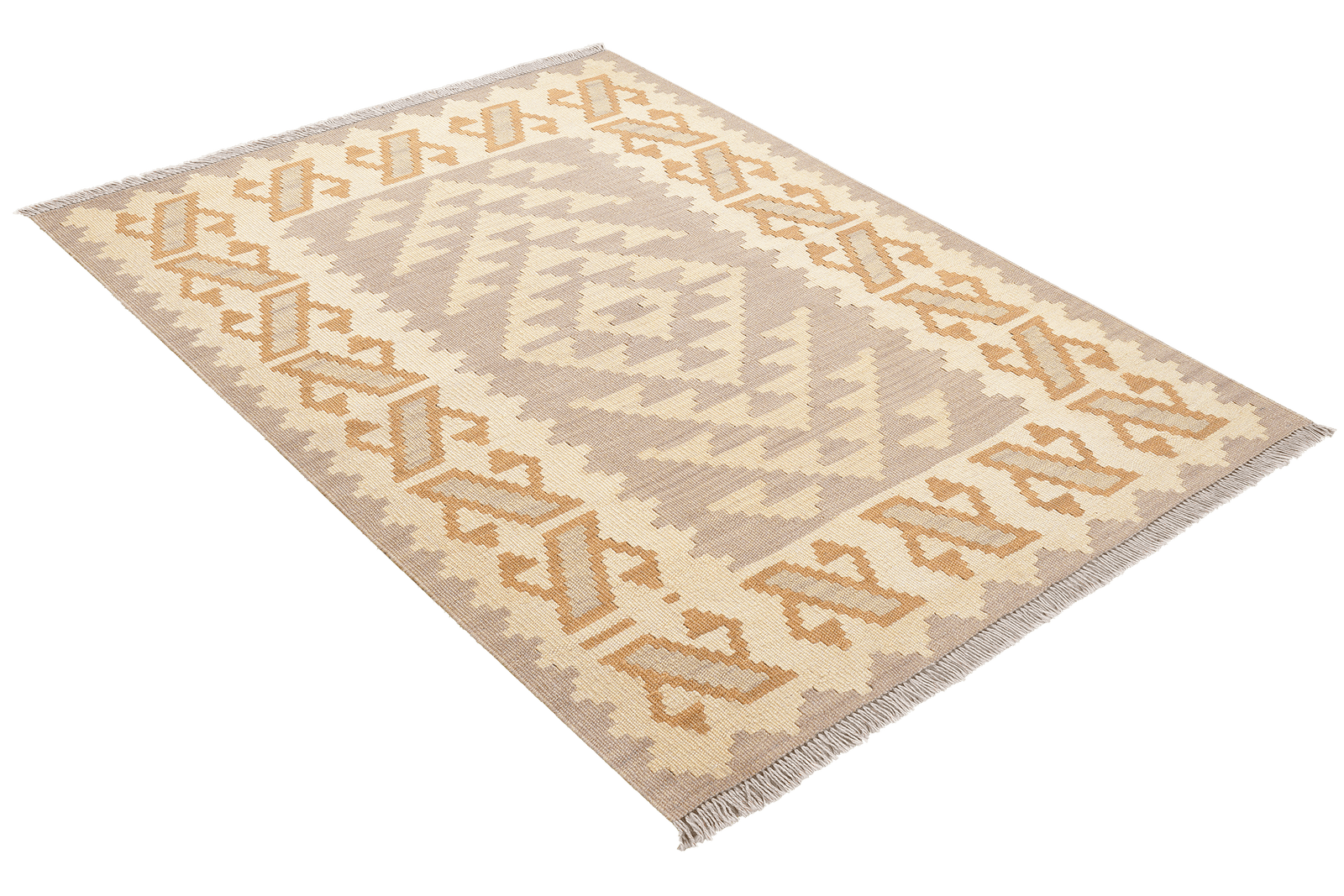 Kelim Gashgai — Handmade, 103x141 cm, Grey, 100% Virgin Wool | View 4