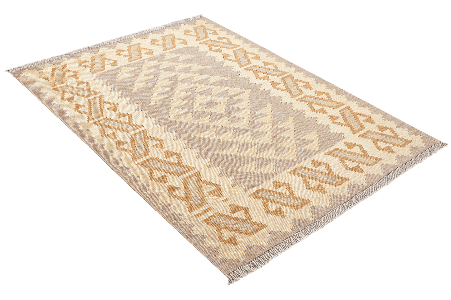 Kelim Gashgai — Handmade, 103x141 cm, Grey, 100% Virgin Wool | View 4