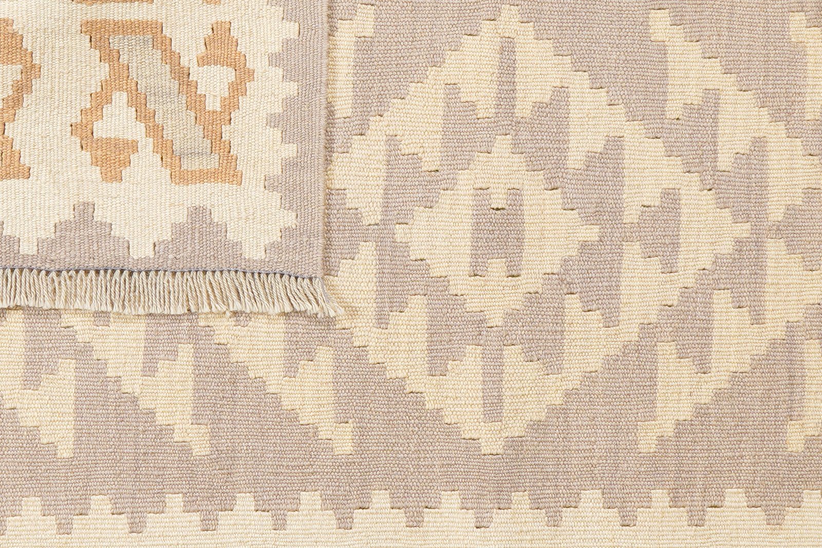 Kelim Gashgai — Handmade, 103x141 cm, Grey, 100% Virgin Wool | View 6