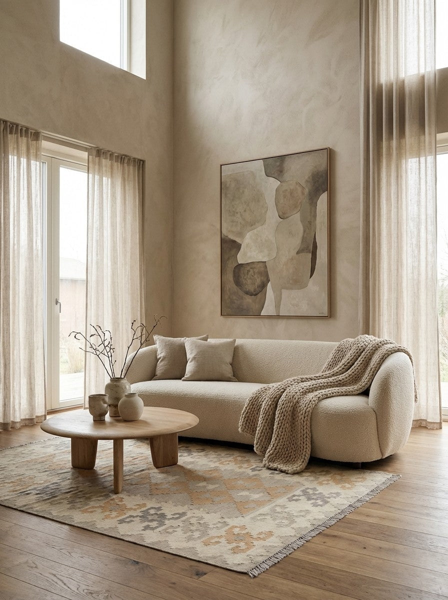 Kelim Gashgai · Handgewebt – Grau, 170x119 cm, 100% Schurwolle | Detailansicht