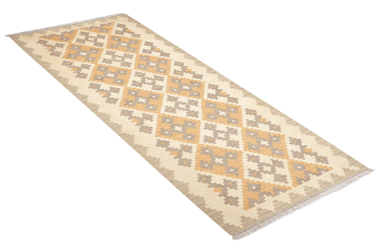 Kelim Gashgai — Handmade, 85x198 cm, Beige, 100% Virgin Wool | View 4