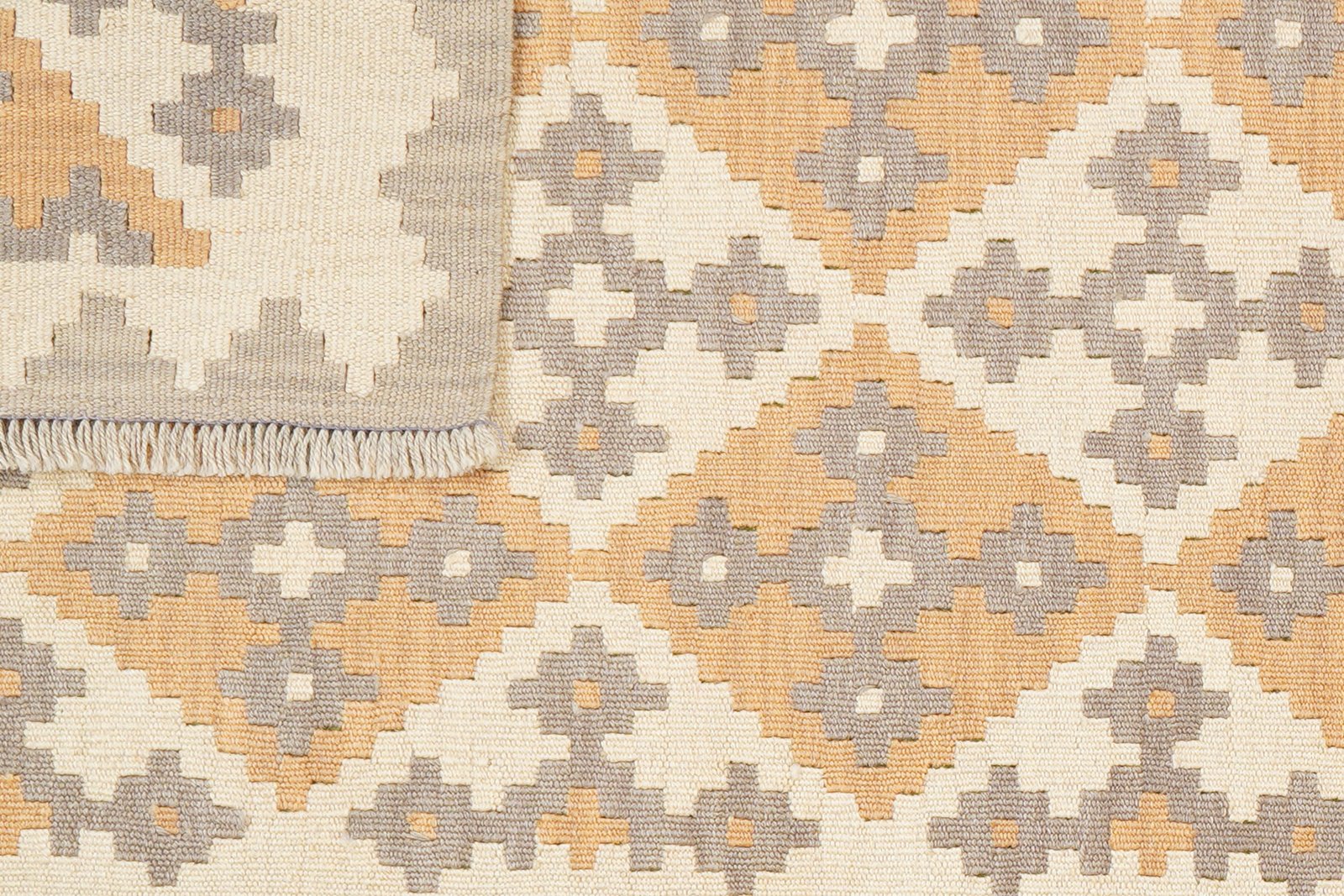 Kelim Gashgai — Handmade, 85x198 cm, Beige, 100% Virgin Wool | View 6