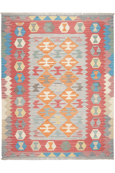 Kelim Gashgai — Handmade, 150x192 cm, Grey, 100% Virgin Wool | Main view