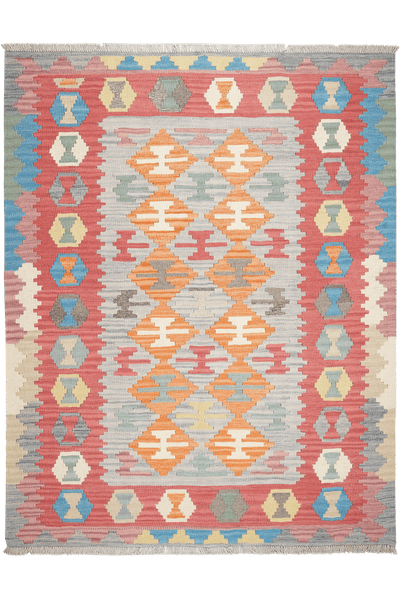 Kelim Gashgai — Handmade, 150x192 cm, Grey, 100% Virgin Wool | Main view