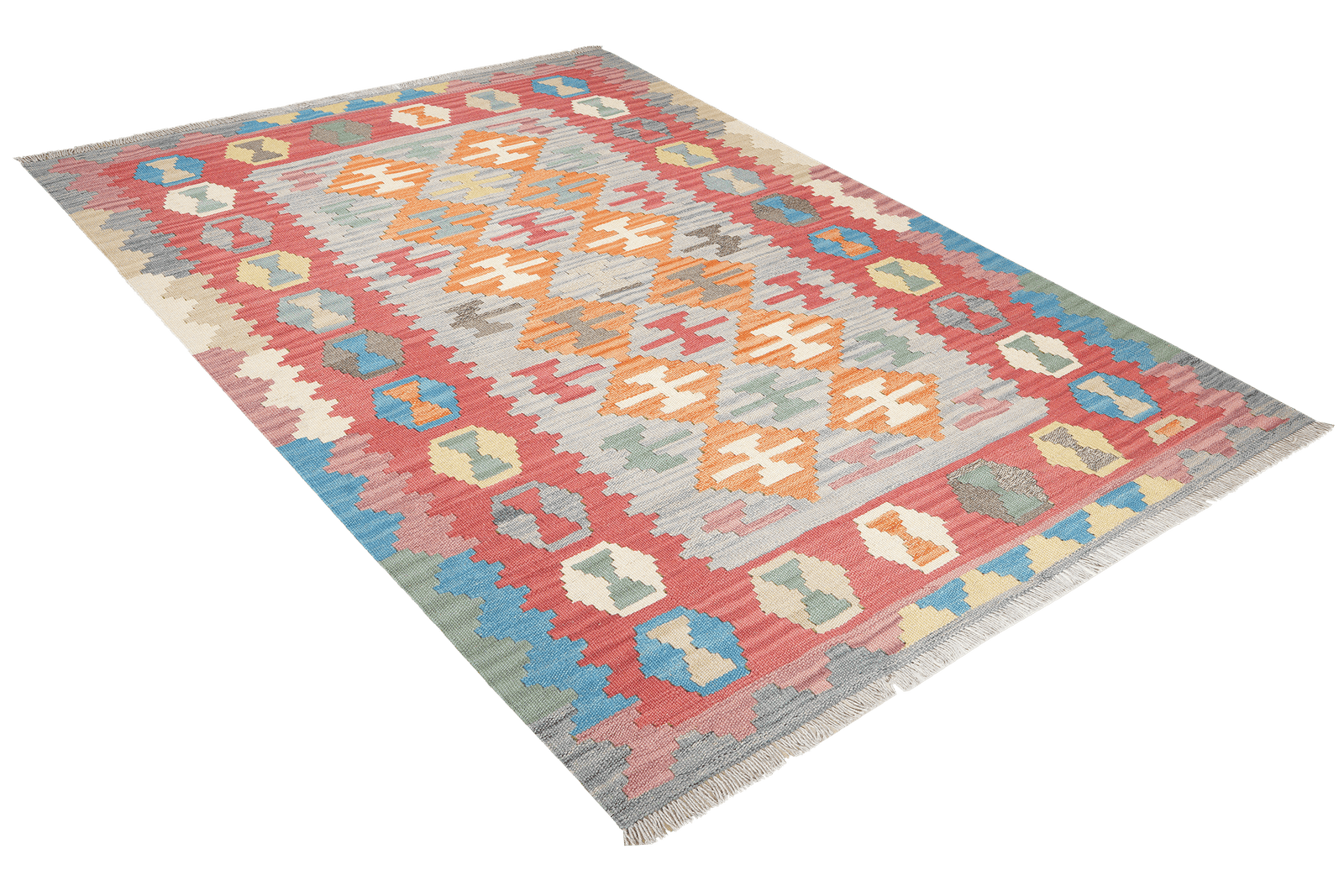 Kelim Gashgai — Handmade, 150x192 cm, Grey, 100% Virgin Wool | View 4