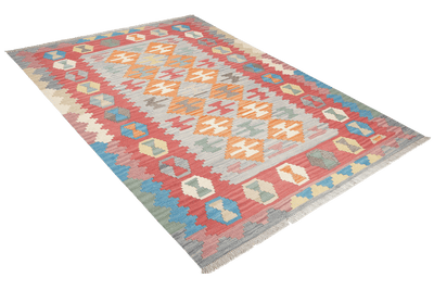 Kelim Gashgai — Handmade, 150x192 cm, Grey, 100% Virgin Wool | View 4