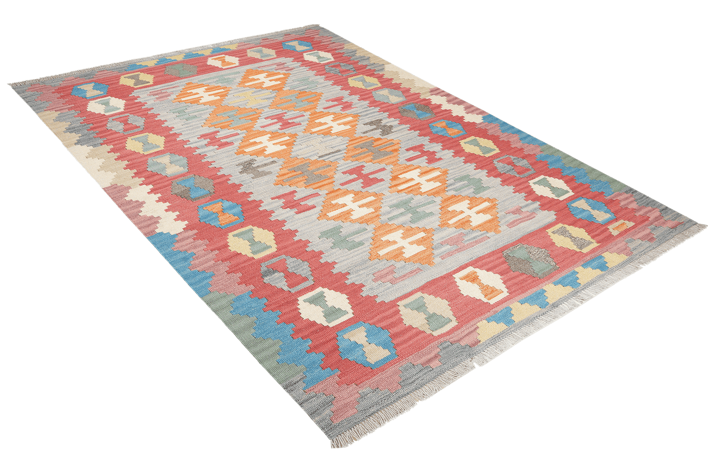 Kelim Gashgai — Handmade, 150x192 cm, Grey, 100% Virgin Wool | View 4
