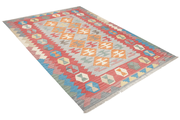 Kelim Gashgai — Handmade, 150x192 cm, Grey, 100% Virgin Wool | View 4