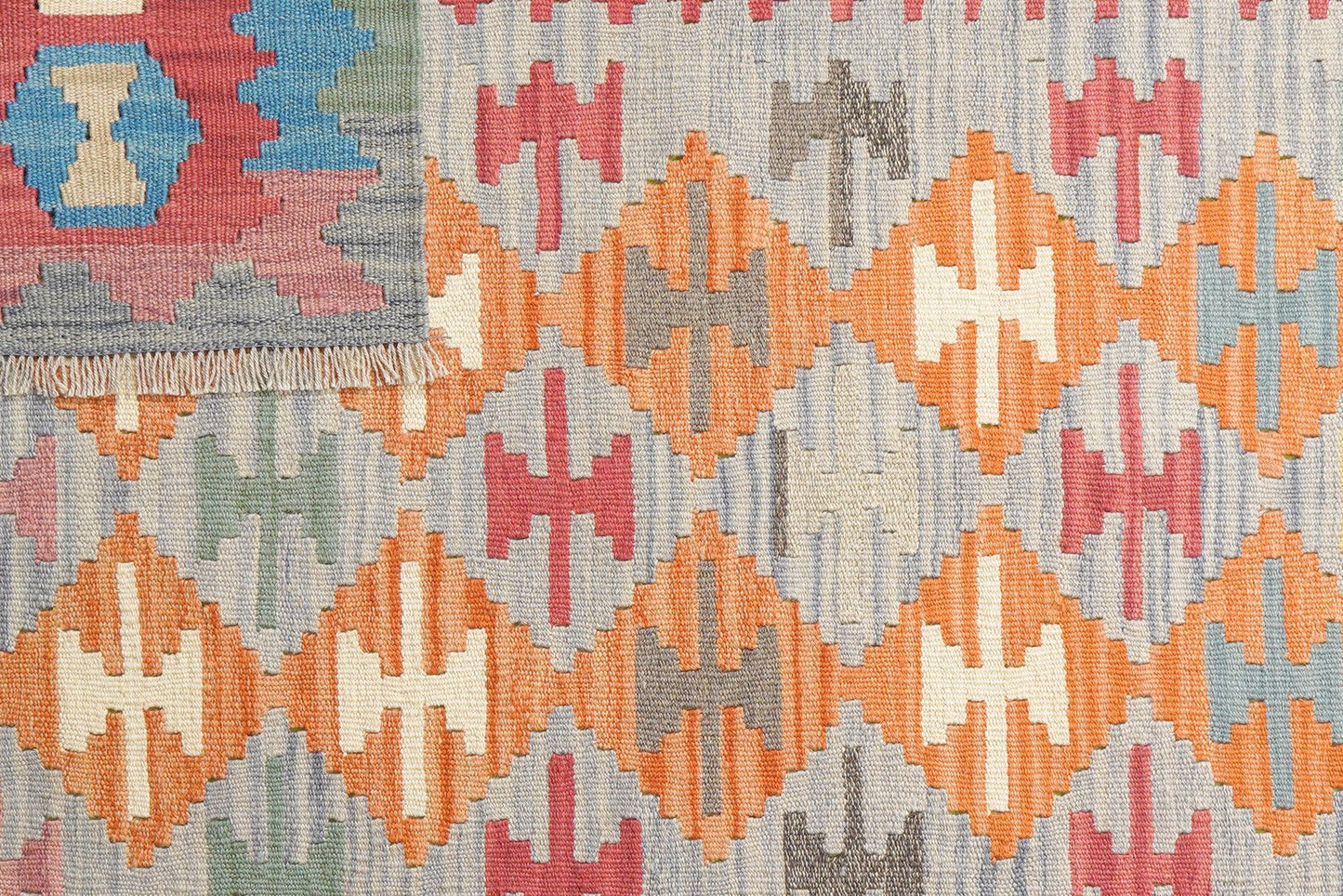 Kelim Gashgai — Handmade, 150x192 cm, Grey, 100% Virgin Wool | View 6