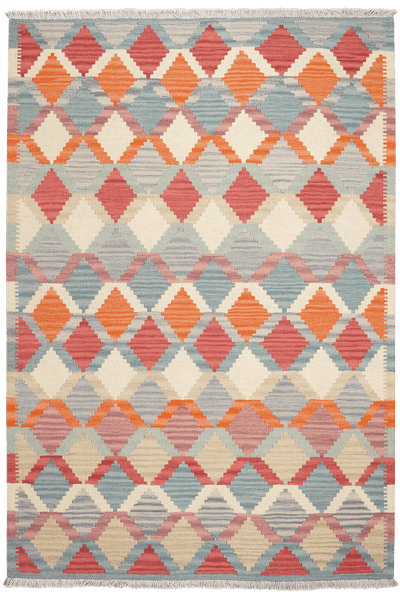 Kelim Gashgai — Handmade, 122x180 cm, Blue, 100% Virgin Wool | Main view