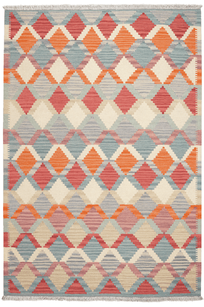 Kelim Gashgai — Handmade, 122x180 cm, Blue, 100% Virgin Wool | Main view
