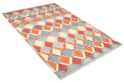 Kelim Gashgai — Handmade, 122x180 cm, Blue, 100% Virgin Wool | View 4
