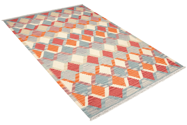 Kelim Gashgai — Handmade, 122x180 cm, Blue, 100% Virgin Wool | View 4