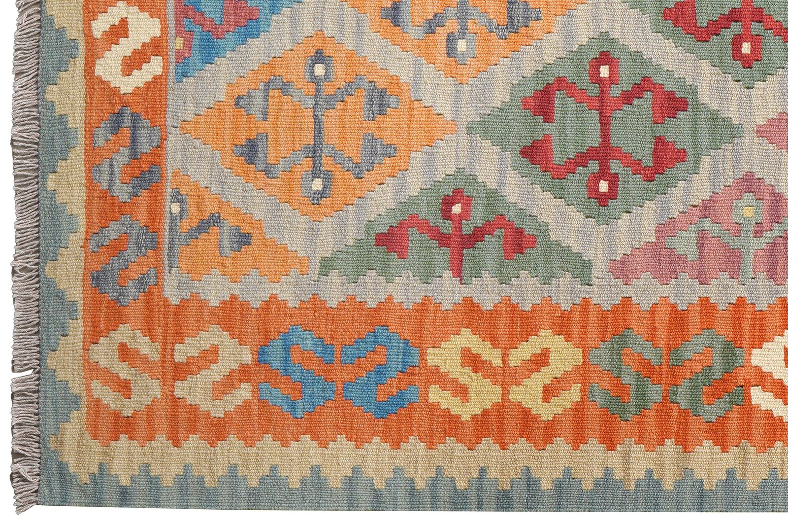 Kelim Gashgai — Handmade, 125x176 cm, Grey, 100% Virgin Wool | View 3