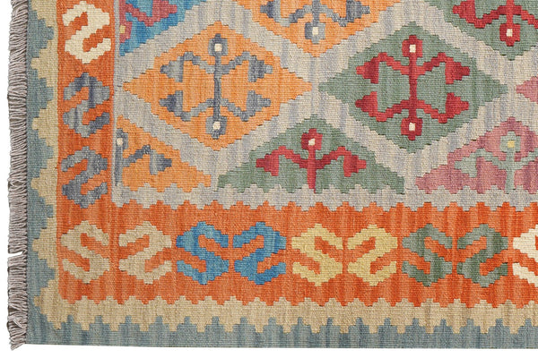 Kelim Gashgai — Handmade, 125x176 cm, Grey, 100% Virgin Wool | View 3
