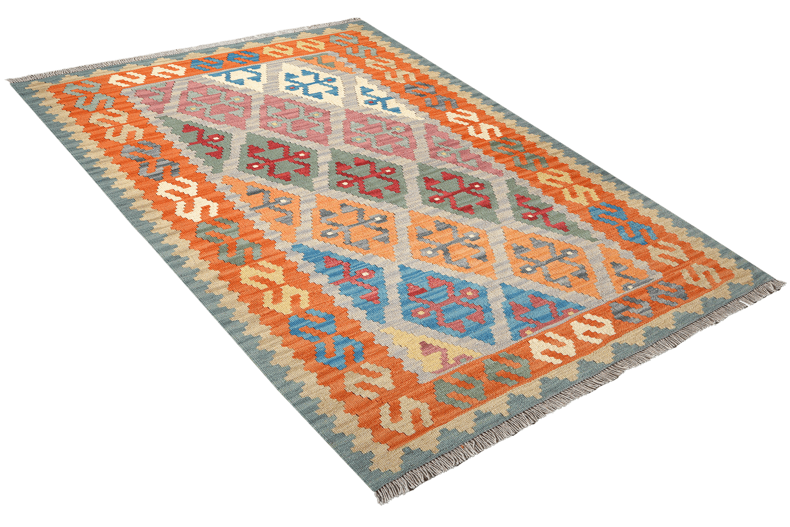 Kelim Gashgai — Handmade, 125x176 cm, Grey, 100% Virgin Wool | View 4