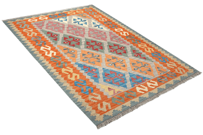 Kelim Gashgai — Handmade, 125x176 cm, Grey, 100% Virgin Wool | View 4