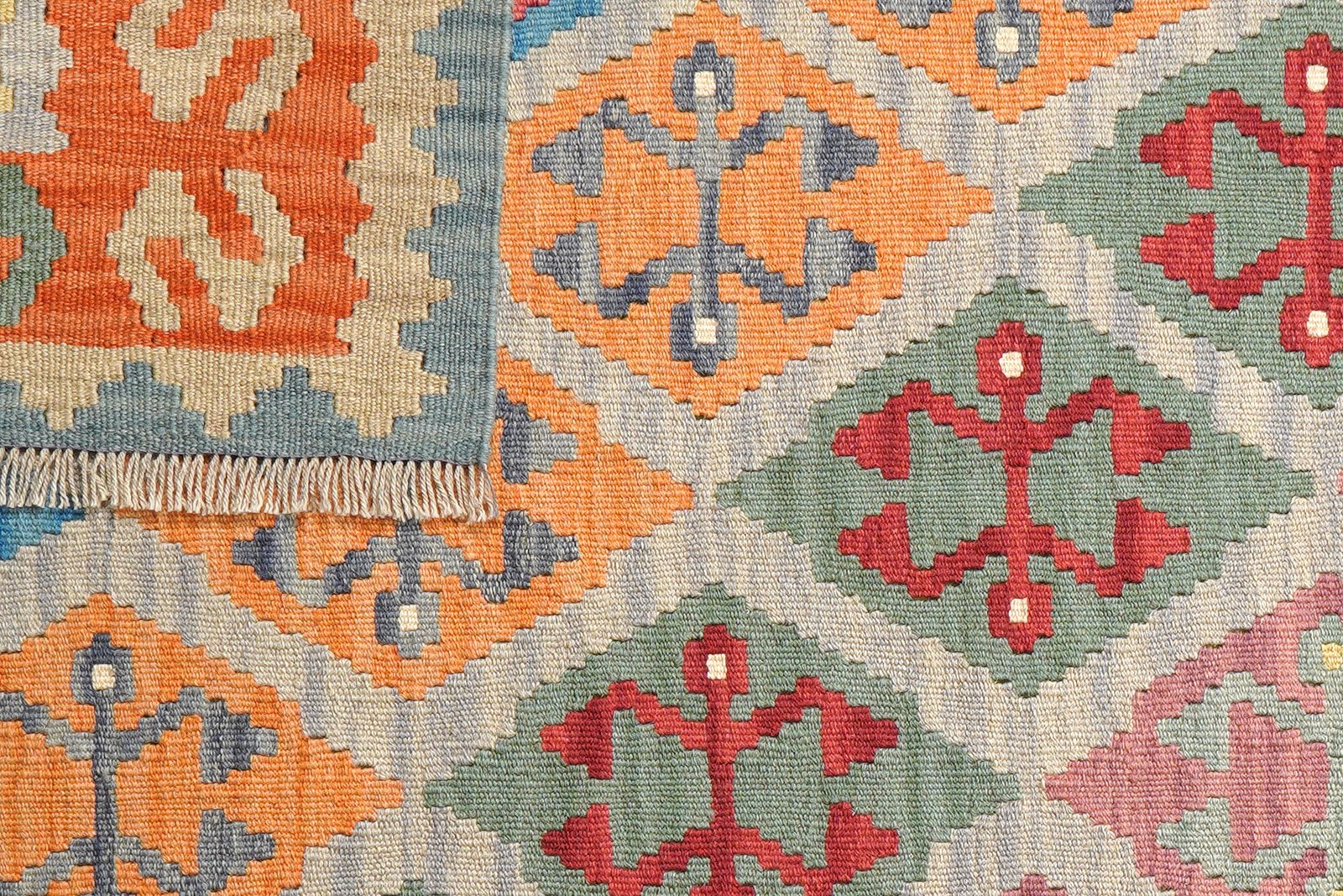 Kelim Gashgai — Handmade, 125x176 cm, Grey, 100% Virgin Wool | View 6