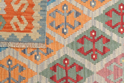 Kelim Gashgai — Handmade, 125x176 cm, Grey, 100% Virgin Wool | View 6