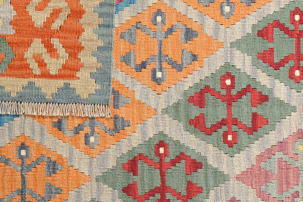 Kelim Gashgai — Handmade, 125x176 cm, Grey, 100% Virgin Wool | View 6