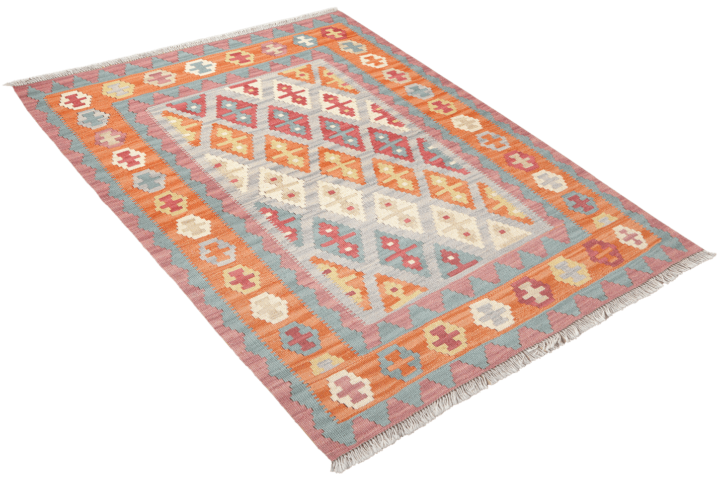 Kelim Gashgai — Handmade, 109x148 cm, Grey, 100% Virgin Wool | View 4