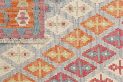 Kelim Gashgai — Handmade, 109x148 cm, Grey, 100% Virgin Wool | View 6