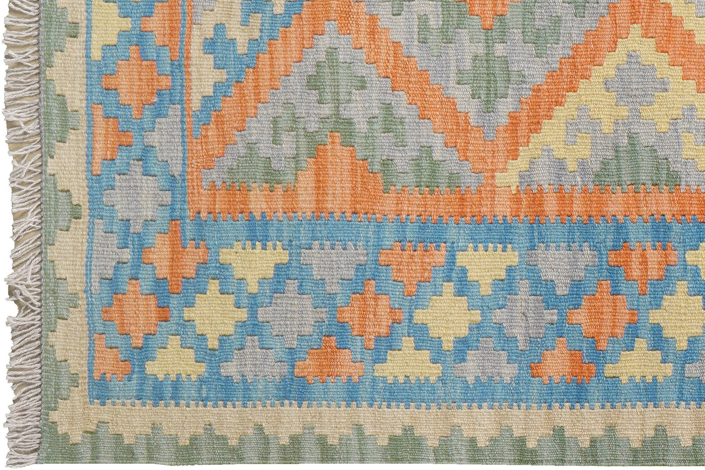 Kelim Gashgai — Handmade, 107x141 cm, Orange, 100% Virgin Wool | View 3