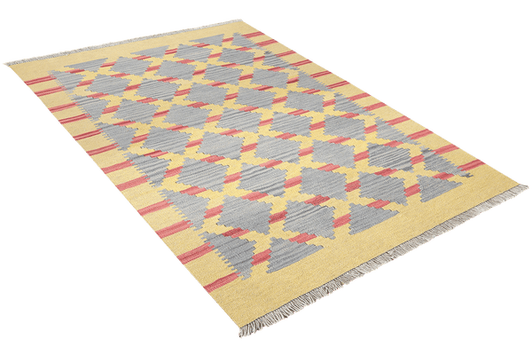 Kelim Gashgai — Handmade, 99x154 cm, Yellow, 100% Virgin Wool | View 4