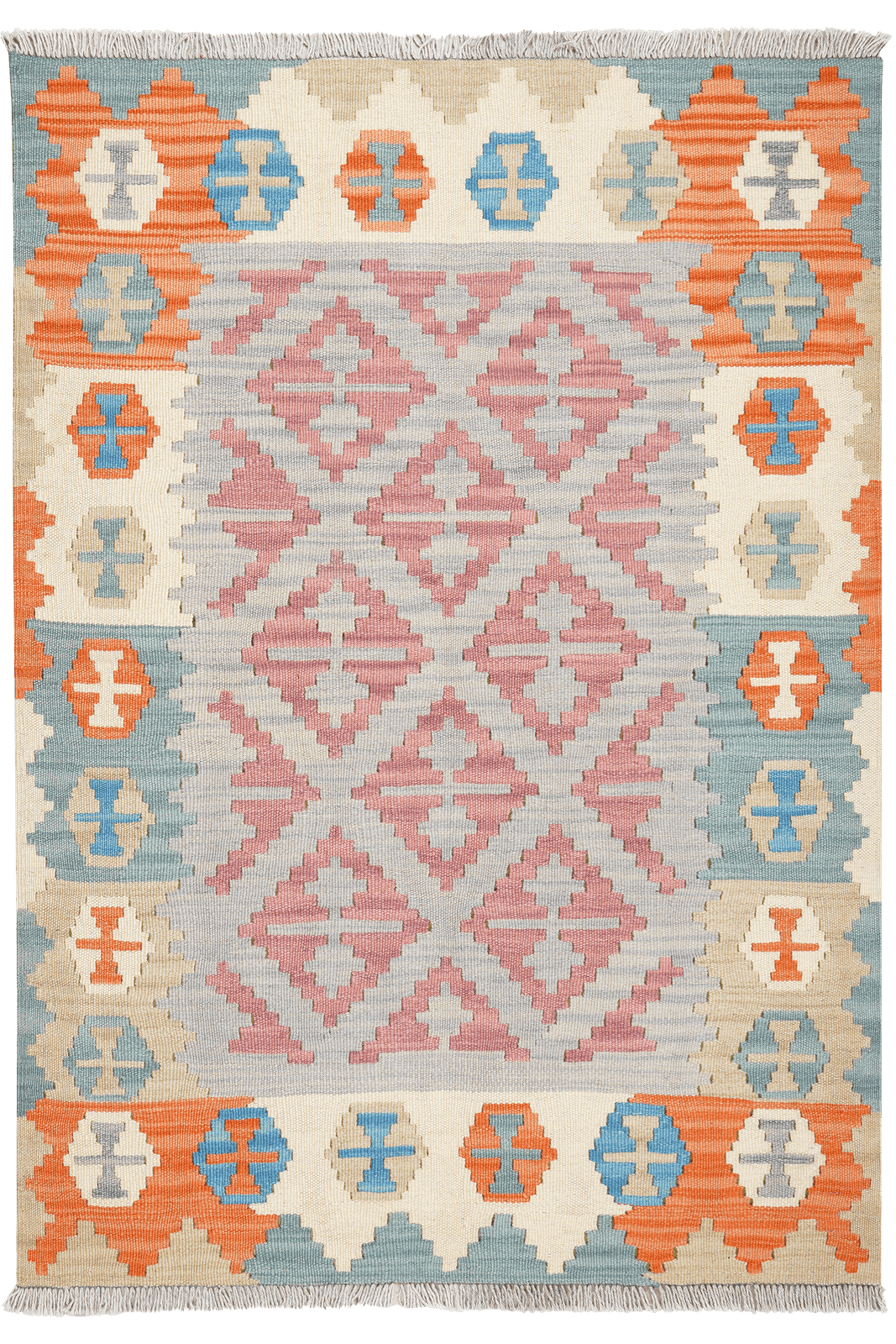 Kelim Gashgai — Handmade, 101x145 cm, Grey, 100% Virgin Wool | Main view