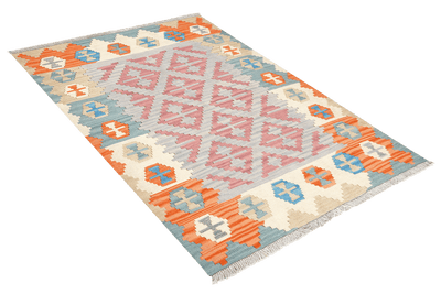 Kelim Gashgai — Handmade, 101x145 cm, Grey, 100% Virgin Wool | View 4