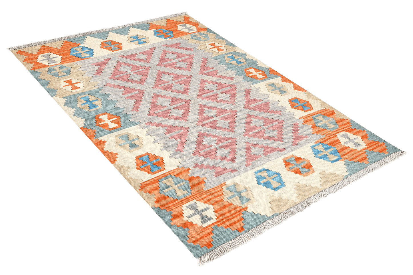 Kelim Gashgai — Handmade, 101x145 cm, Grey, 100% Virgin Wool | View 4