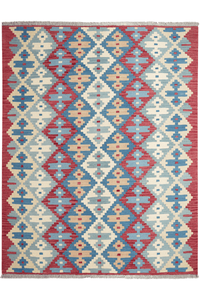 Kelim Gashgai — Handmade, 156x197 cm, Blue, 100% Virgin Wool | Main view