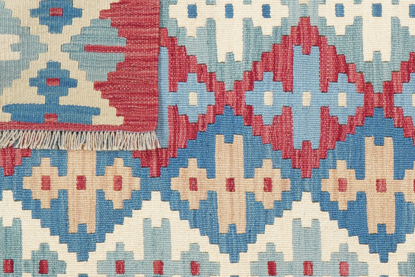 Kelim Gashgai — Handmade, 156x197 cm, Blue, 100% Virgin Wool | View 6