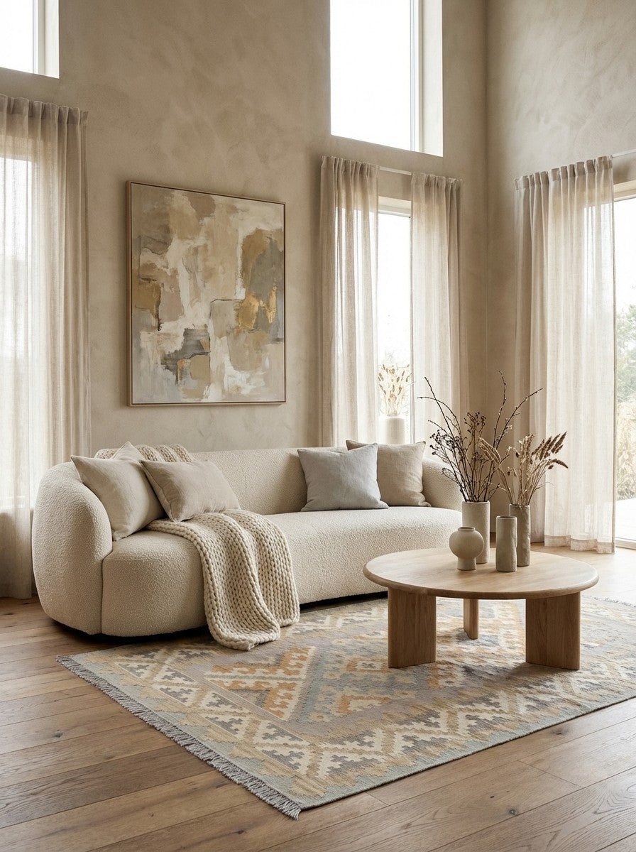 Kelim Gashgai · Handgewebt – Grau, 172x120 cm, 100% Schurwolle | Detailansicht