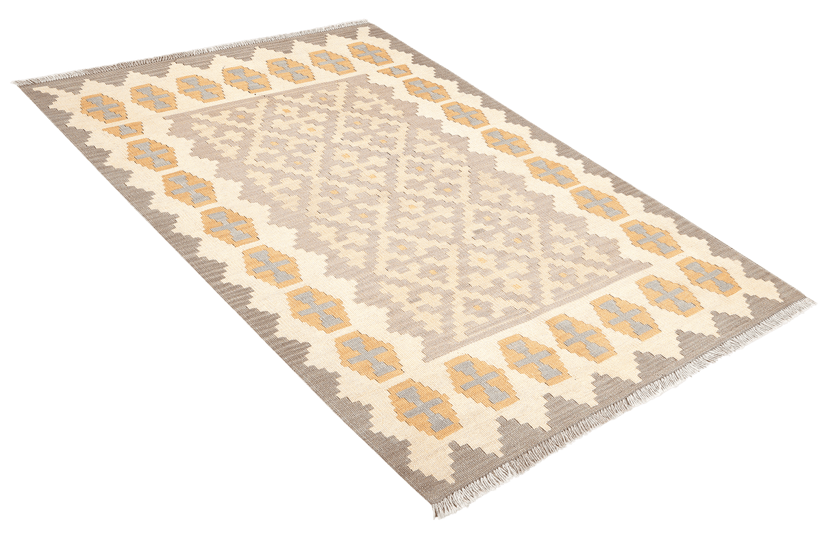 Kelim Gashgai · Handgewebt – Grau, 144x103 cm, 100% Schurwolle | Ansicht 4
