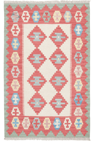 Kelim Gashgai — Handmade, 82x136 cm, Beige, 100% Virgin Wool | Main view