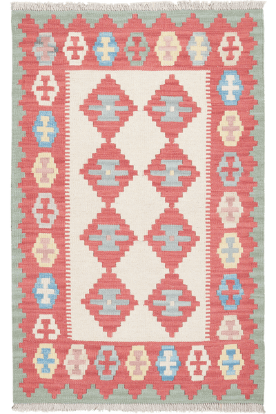 Kelim Gashgai — Handmade, 82x136 cm, Beige, 100% Virgin Wool | Main view