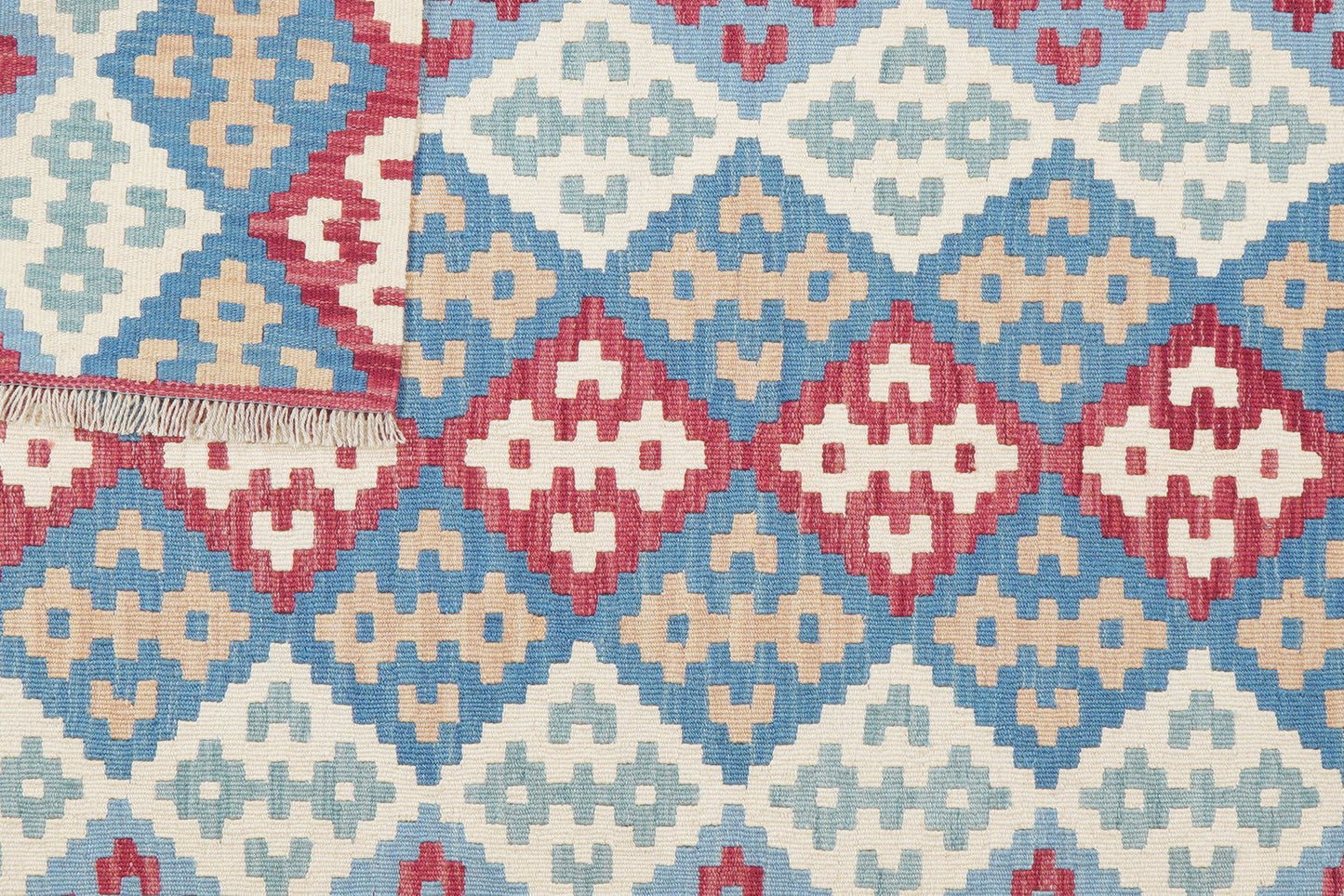 Kelim Gashgai — Handmade, 160x200 cm, Blue, 100% Virgin Wool | View 6